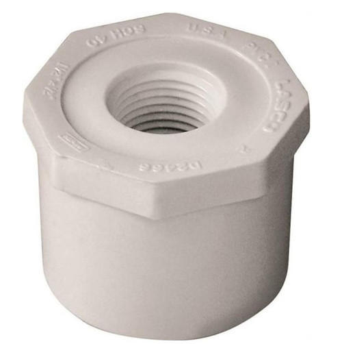 Orgill - Genova 300 Solvent Weld Pipe Reducing Bushing - 1-1/2 X 1/2 In, Spigot X FIP, PVC, White