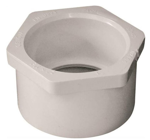 Orgill - Genova 300 Solvent Weld Pipe Reducing Bushing - 2 X 1-1/2 In, Spigot X Slip, PVC, White