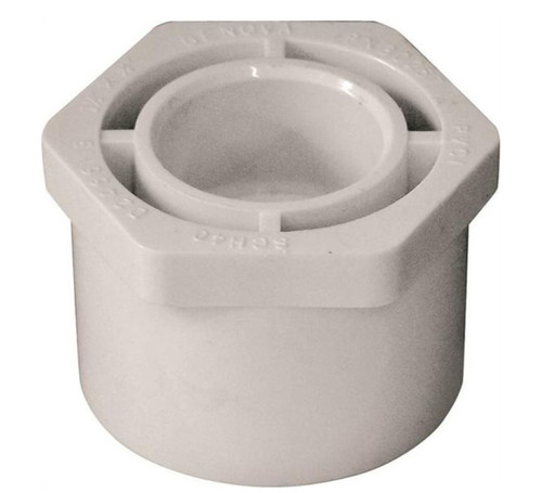 Orgill - Genova 300 Solvent Weld Pipe Reducing Bushing - 1-1/2 X 3/4 In, Spigot X Slip, PVC, White