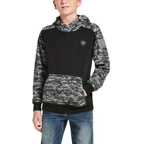 Ariat Boys Black Patriot Digital Camo Hoodie
