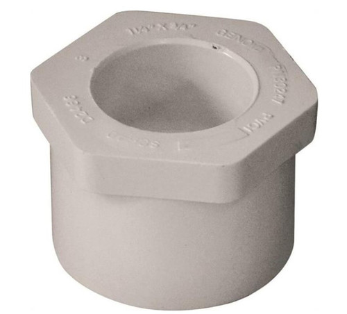Orgill - Genova 300 Solvent Weld Pipe Reducing Bushing - 1-1/4 X 3/4 In, Spigot X Slip, PVC, White