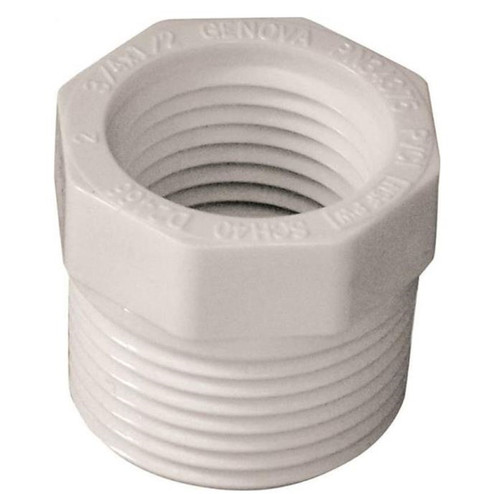 Orgill - Genova 300 Solvent Weld Pipe Reducing Bushing, 3/4 X 1/2 In, MIP X FIP, PVC, White