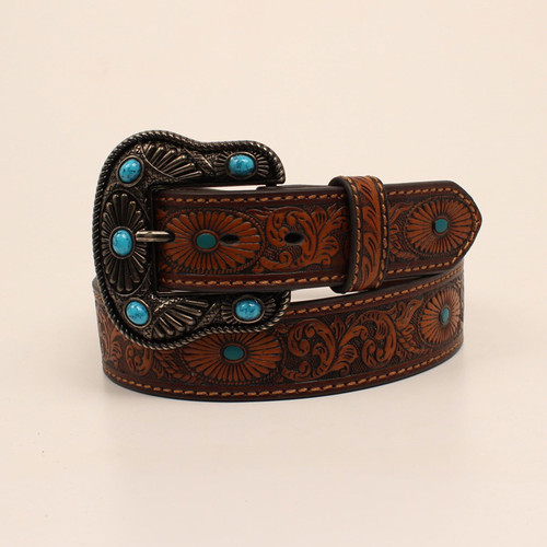 M&F - Womens Nocona Oval Burst And Scroll Emabossed Belt