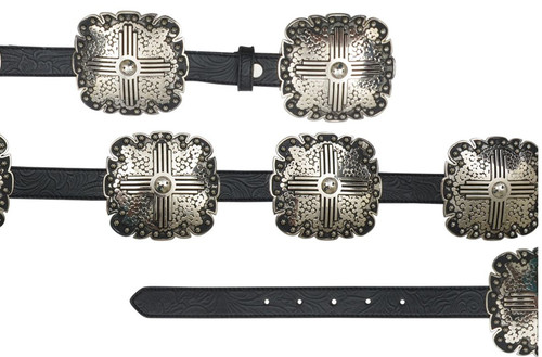 M&F Womens Angle Ranch Square Conchos Black Belt