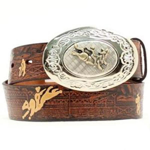 M&F - Boy's Tooled Rodeo Events Belt - Brown