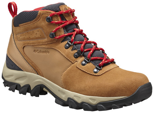 Columbia Mens Newton Ridge Plus II Suede Waterproof Elk & Red Hiking Boot