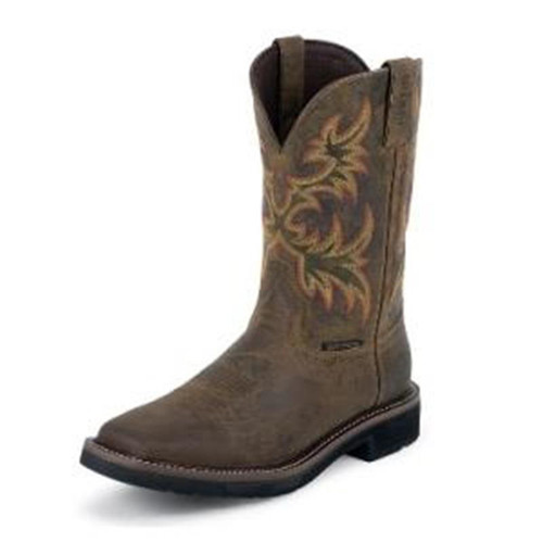 Justin - Men's 11 inch Stampede Steel Toe Boots - Rugged Tan