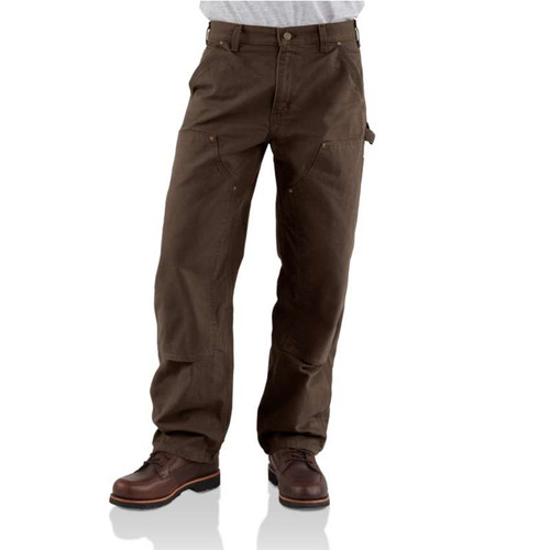 Carhartt Mens Utility Double-Front Loose Fit Washed Duck Dark Brown Work Pants