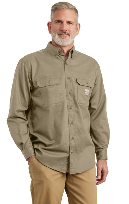 Carhartt Men's FR Loose Fit Midweight Twill Long Sleeve Button Up Shirt