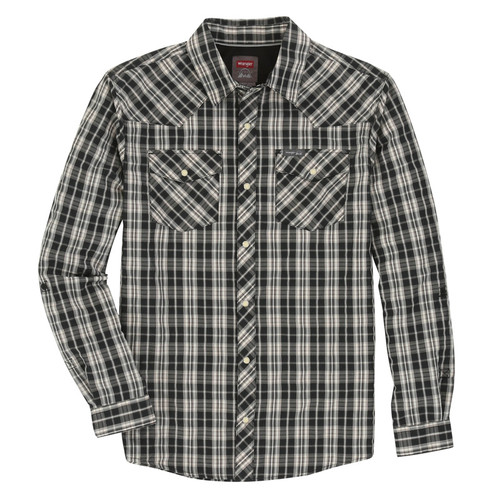 Wrangler Mens Outdoor Western Plaid Long Sleeve Shirt