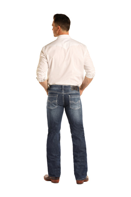 Rock & Roll Denim Mens Pistol Regular Fit Straight Leg Medium Wash ReFlex Jeans