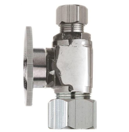 Plumb Pak 1/4 Turn Straight Shut-Off Valve, 5/8 X 3/8 In, OD X OD, Brass Body, Chrome Plated