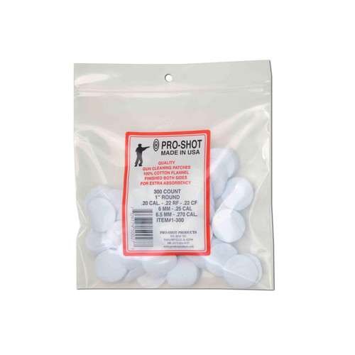Pro-Shot - 1" Round Cotton Flannel Cleaning Patches - 300 Count