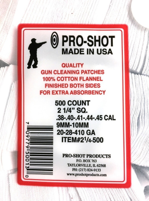 Pro-Shot 2 1/4" Square 100% Cotton Cleaning Patch - 500 Count