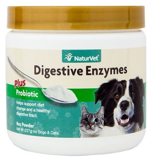 NaturVet Digestive Enzymes Plus Probiotic Dog & Cat Powder 8oz
