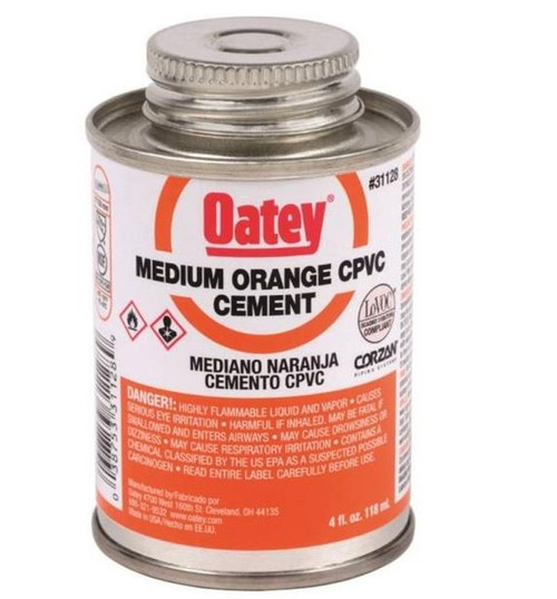 Oatey Medium Orange Liquid Medium Bodied Solvent Cement - 4 oz.
