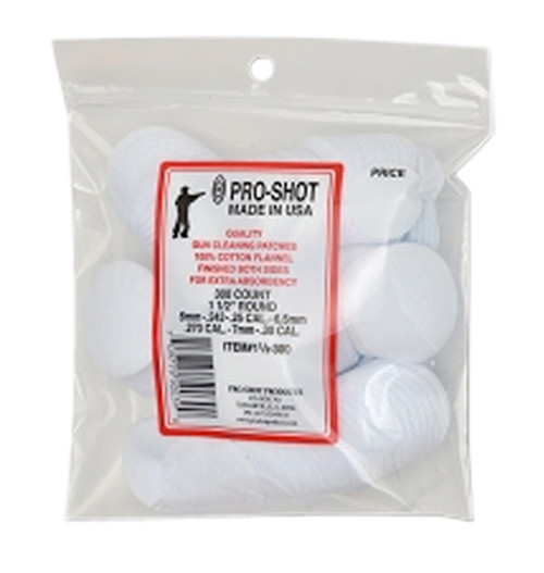 Pro-Shot - 1 1/2" Round Cotton Flannel Cleaning Patches - 300 Count