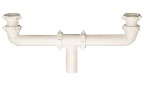 Plumb Pak 1 1/2" IN Inlet Slip Joint Center Waste Outlet with Baffle Tee