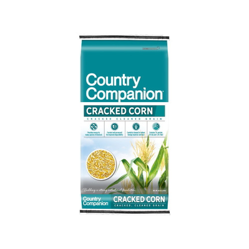 50 lb teal bag of Country Companion Cracked Corn