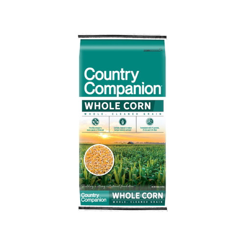 Green 50 lb bag of Country Companion Whole Corn feed