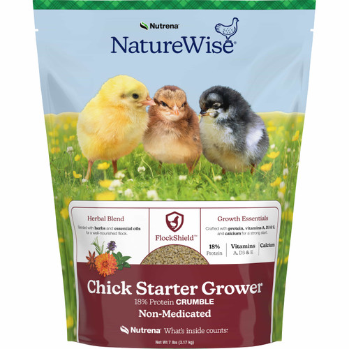 Nutrena NatureWise Chick Starter Grower 18% Protein Crumble Non-Medicated, 7 lb Bag