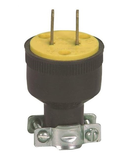 Orgill - Cooper H-16 Non-Grounded Straight Blade Round Electrical Plug - 125 VAC, 15 A, 2 P, 2 W, Black
