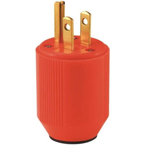 Cooper Wiring High Visibility Straight Electrical Plug 125 Volt - Orange