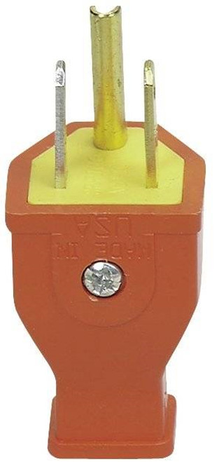 Cooper Wiring 3 Wire Grounded Straight Electrical Plug - Orange