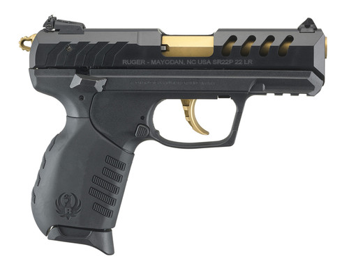 Ruger SR22 Black and Gold .22LR Pistol