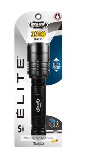 Police Security Skylar Elite 300 Lumen LED Flashlight Black