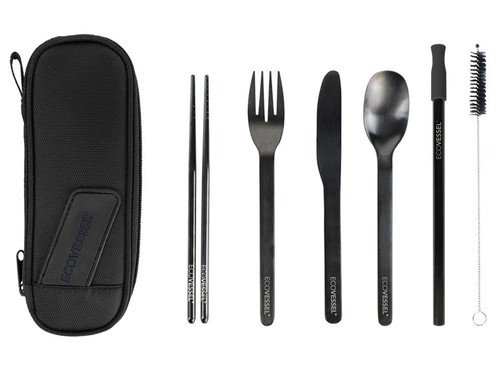 EcoVessel Wanderware 6 Piece Reusable Utensil Set - Black Shadow
