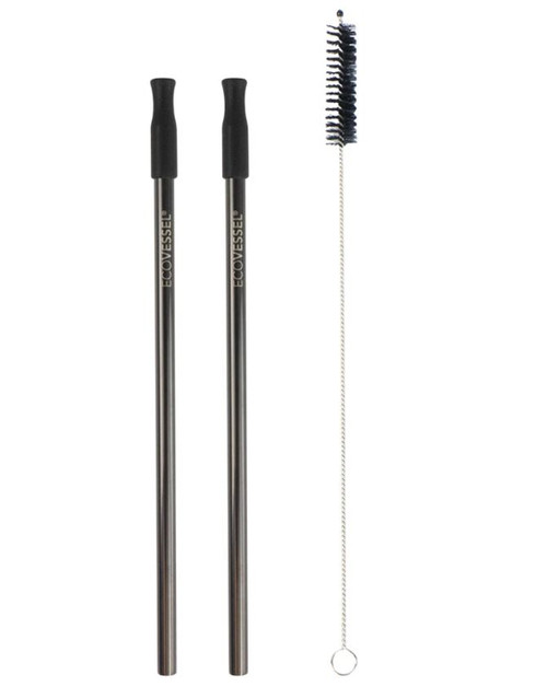 EcoVessel Set of 2 Reusable Straws Metal - Black Shadow