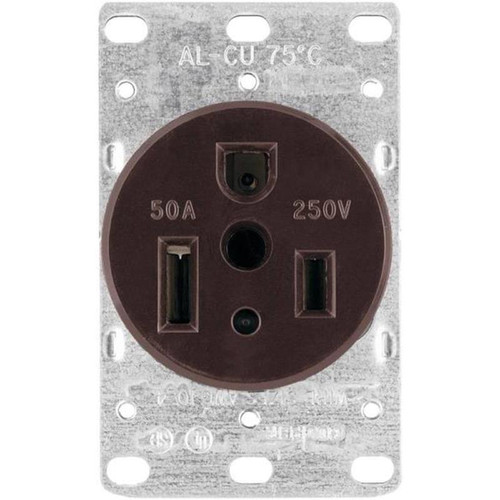 Cooper Wiring Straight Blade Grounded Power Receptacle - Brown