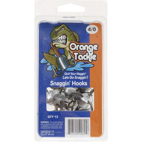 Orange Tackle Snaggin Hooks 4/0- 12 Count