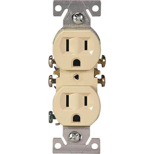 Cooper Wiring Ivory Double Grounded Straight Blade Duplex Receptacle