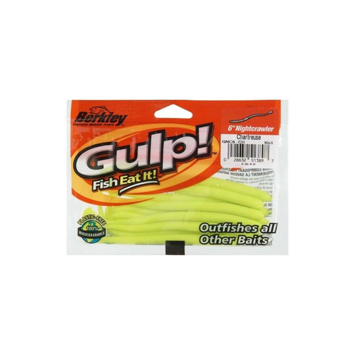 Berkley Gulp 6" Nightcrawler- Chartreuse
