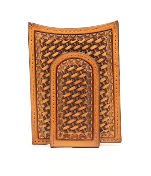 M&F - Nocona Basket Weave Leather Money Clip Wallet
