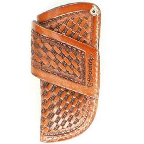 M&F - Basketweave Leather Pocket Knife Sheath - Brown