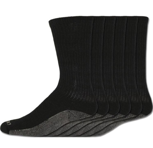 Dickies Mens Dri-Tech Black Boot Crew Socks - 6 Pack Size 6-12
