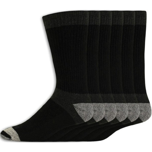 Dickies Mens Dri-Tech Black Max Cushion Crew Socks - 6 Pack - Size 6-12