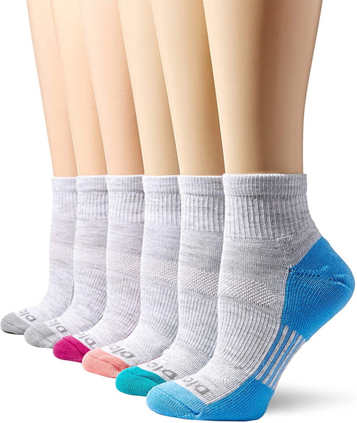 Dickies Womens Dri-Tech Quarter Socks - Assorted - 6 Pack - Size 6-9