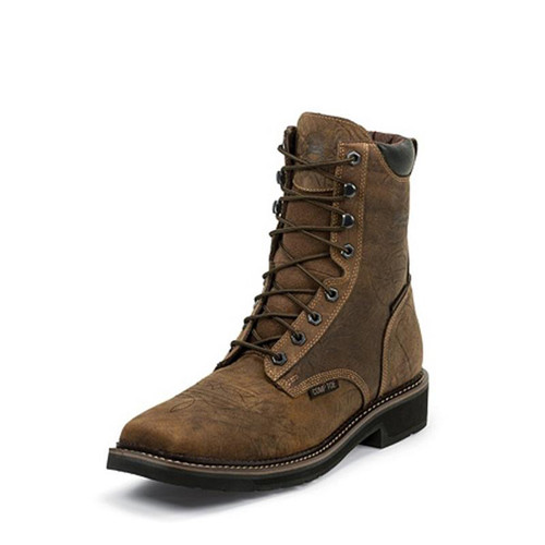 Justin - Rustic Barnwood Waterproof Comp Toe - Brown