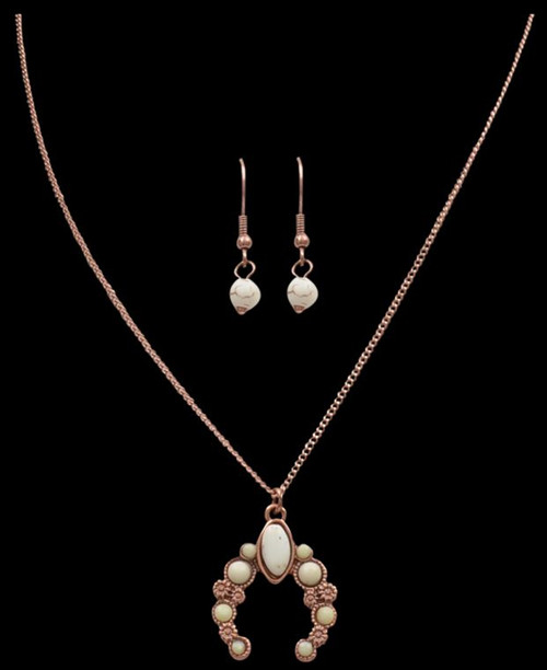 Silver Strike Copper & Ivory Squash Blossom Necklace Set
