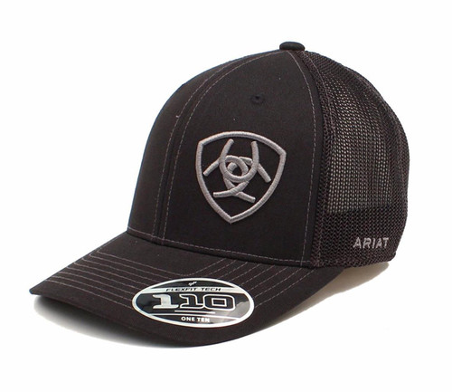 M&F- Ariat Mens Black Flex Fit Baseball Cap