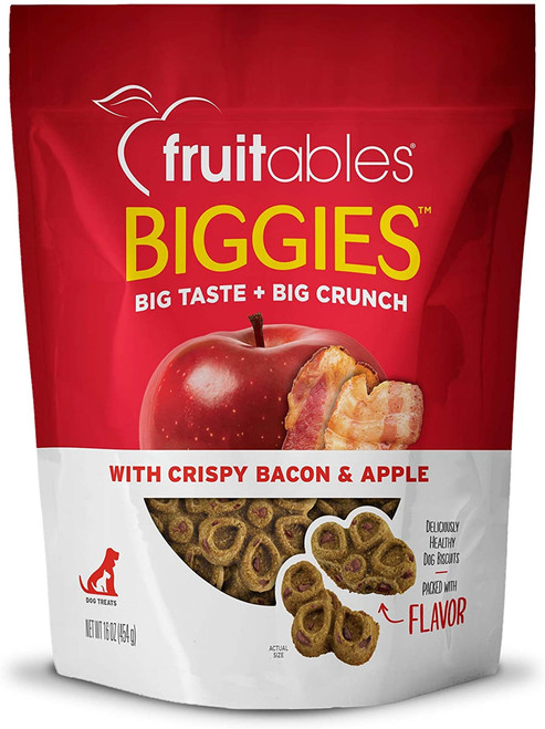 Fruitables Biggies Crispy Bacon Apple Crunchy Dog Biscuits- 16oz
