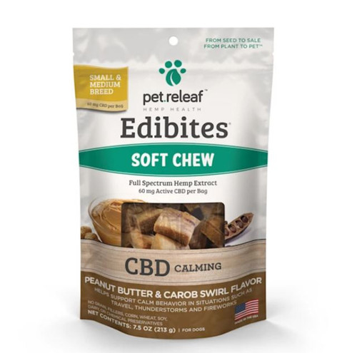 Pet Releaf CBD Calming Peanut Butter & Carob Soft Chews for Dogs