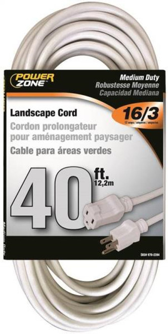 Powerzone 40 Ft Extension Cord - White