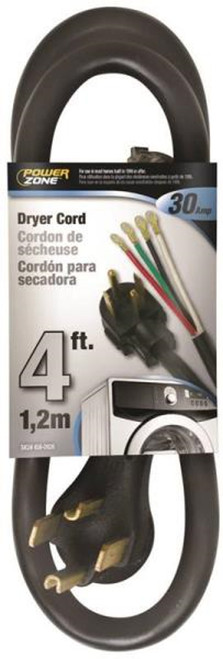 Powerzone 4 Ft Dryer Cord - Black
