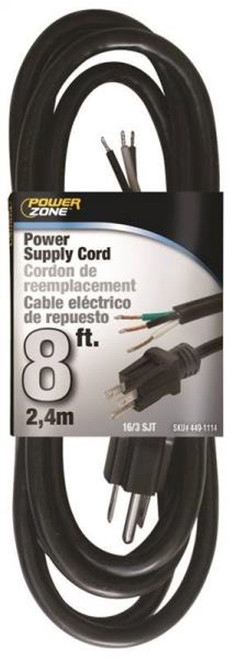 Powerzone 8 Ft Power Supply Cord - Black