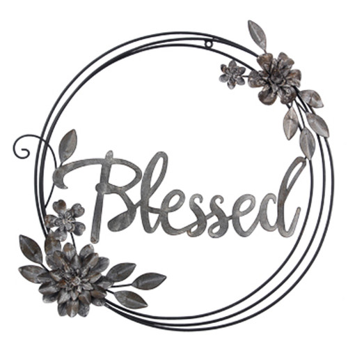 Young's Inc Metal Wire "Blessed" Wall Sign